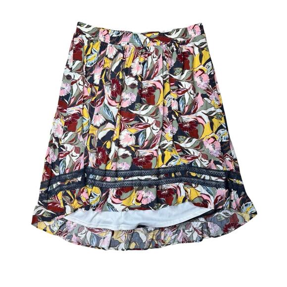 Torrid Plus Maxi Crinkle Gauze Hi-Low Pull On Colorful Floral Midi Maxi Skirt - Picture 4 of 12